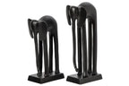 J-Line Olifanten - aluminium - zwart - set van 2