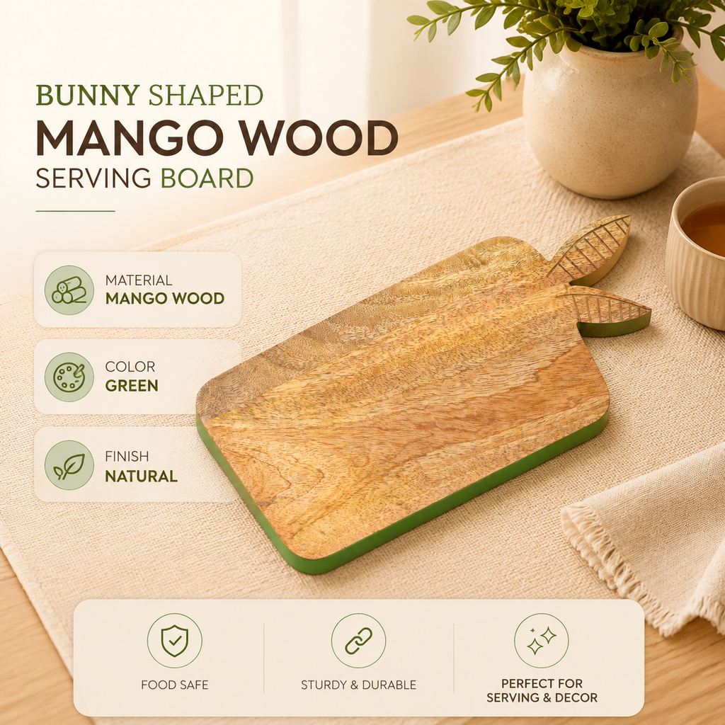 Bunny Mangohouten Serveerplank Gele Rand Kaasbakje
