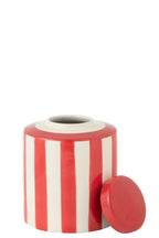 J-Line urne Listra Strepen - porselein - rood/wit