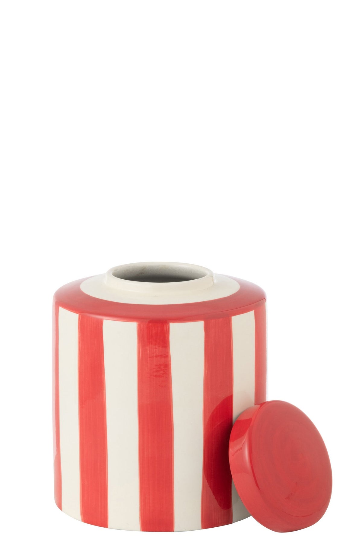 J-Line urne Listra Strepen - porselein - rood/wit