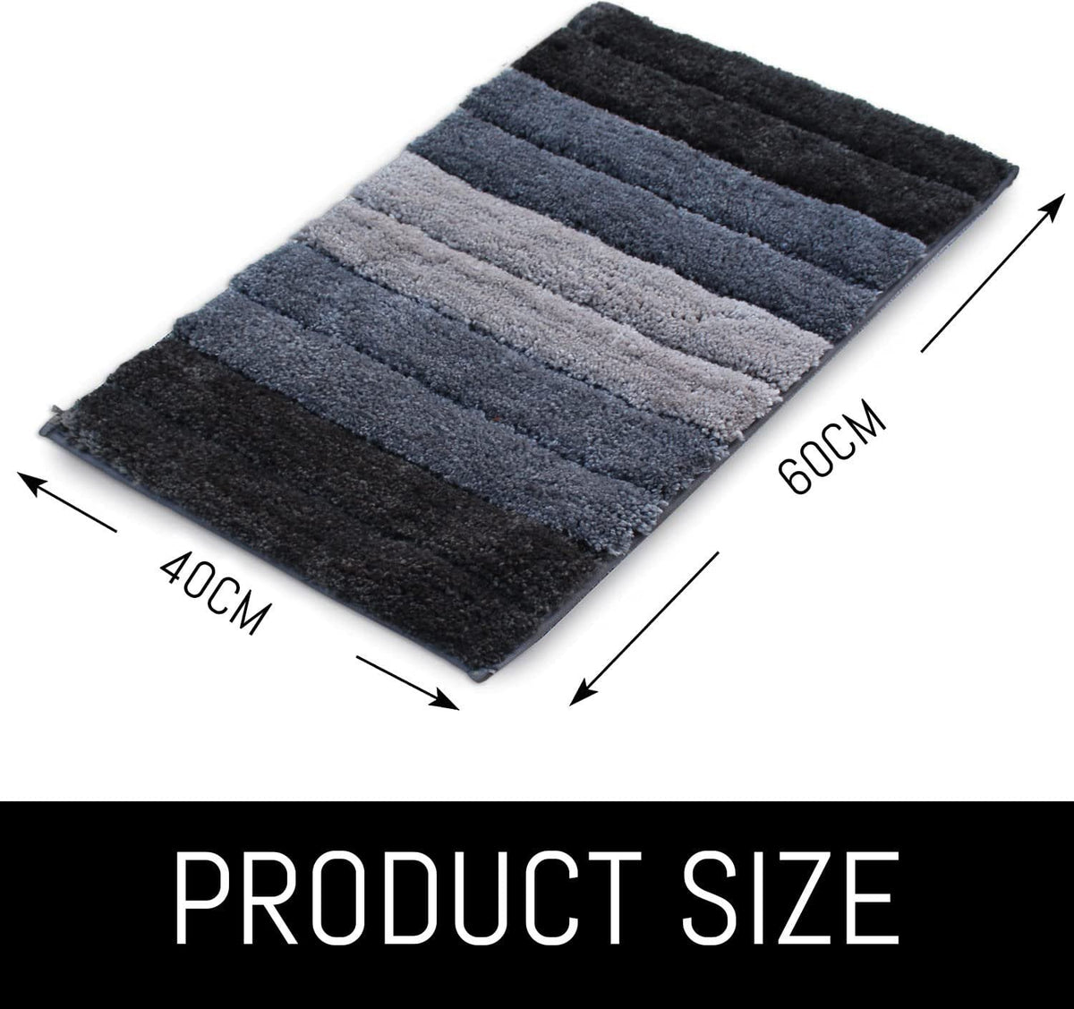 Microvezelbadmat 40x60 cm - Zacht, antislip, ultra-absorberende luxe badkamerdeurmat, wasbaar in de machine (grijs)
