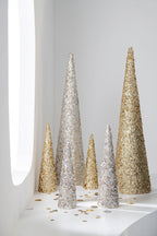 J-Line decoratie Kegel Pailletten Schuim - kunststof - goud - L