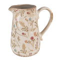 Decoratie Kan 16x11x18 cm Roze Beige Keramiek Bloemen Waterkan