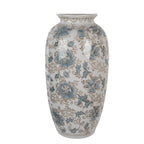 Vaas 19x10x38 cm Wit Blauw Keramiek