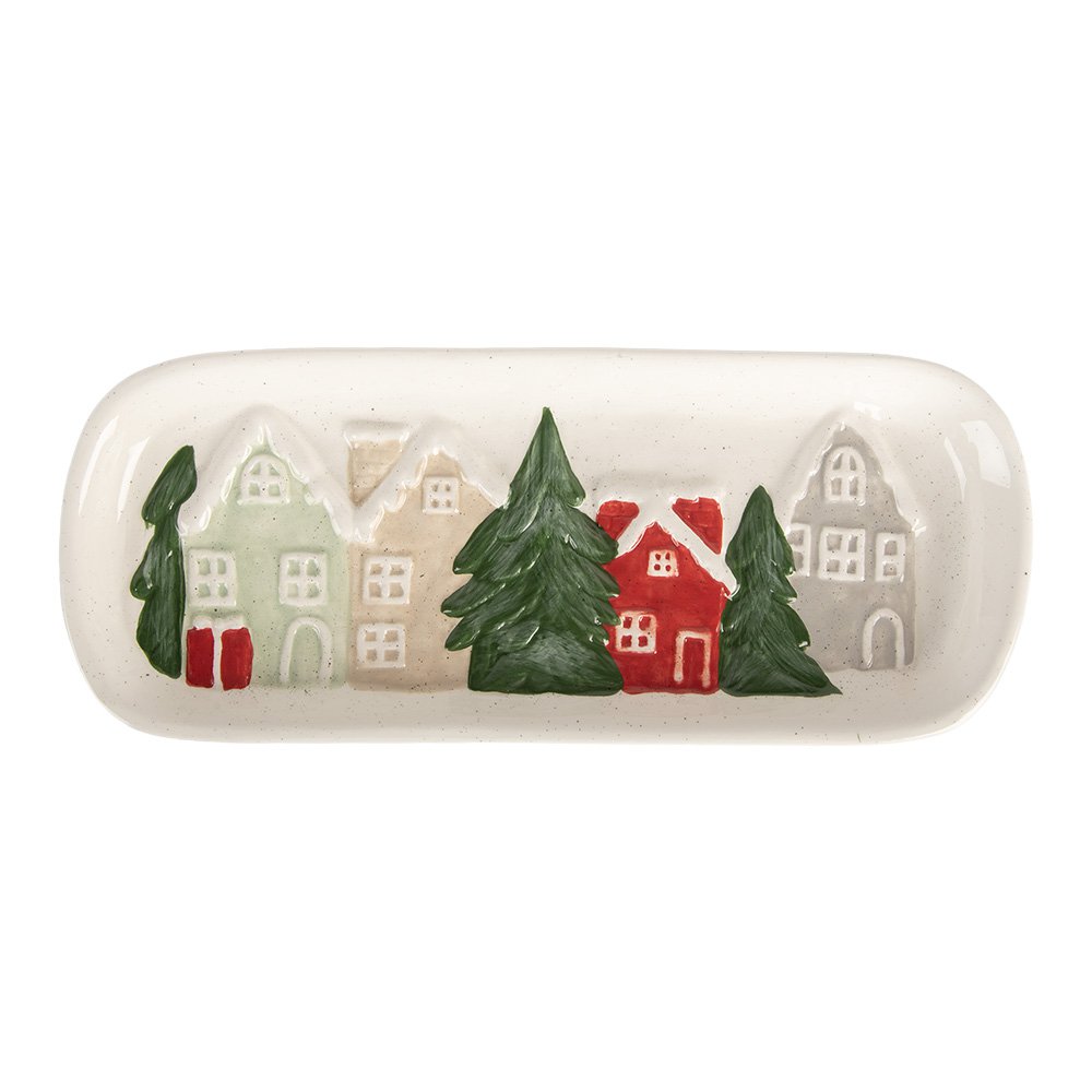 Decoratie schaal 30x12x3 cm Wit Keramiek