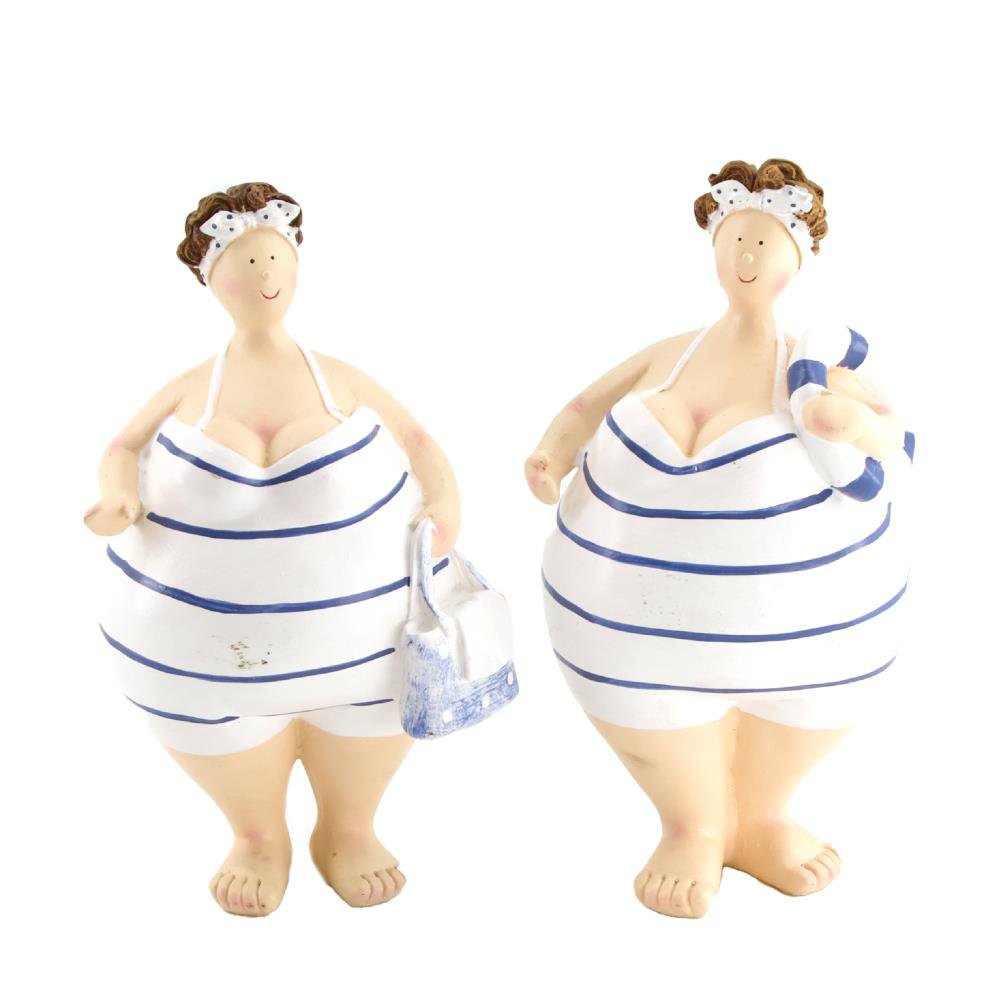 Fat lady polyresin 11x10x23cm blauw