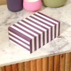 Paars gestreepte hars opbergdoos glanzende MDF decoratieve behuizing