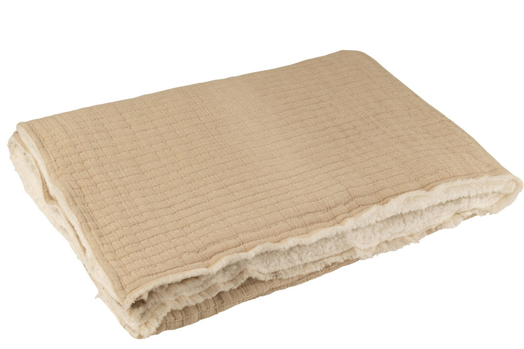 J-Line Plaid Teddy Strepen Stiksel Katoen/Polyester Beige