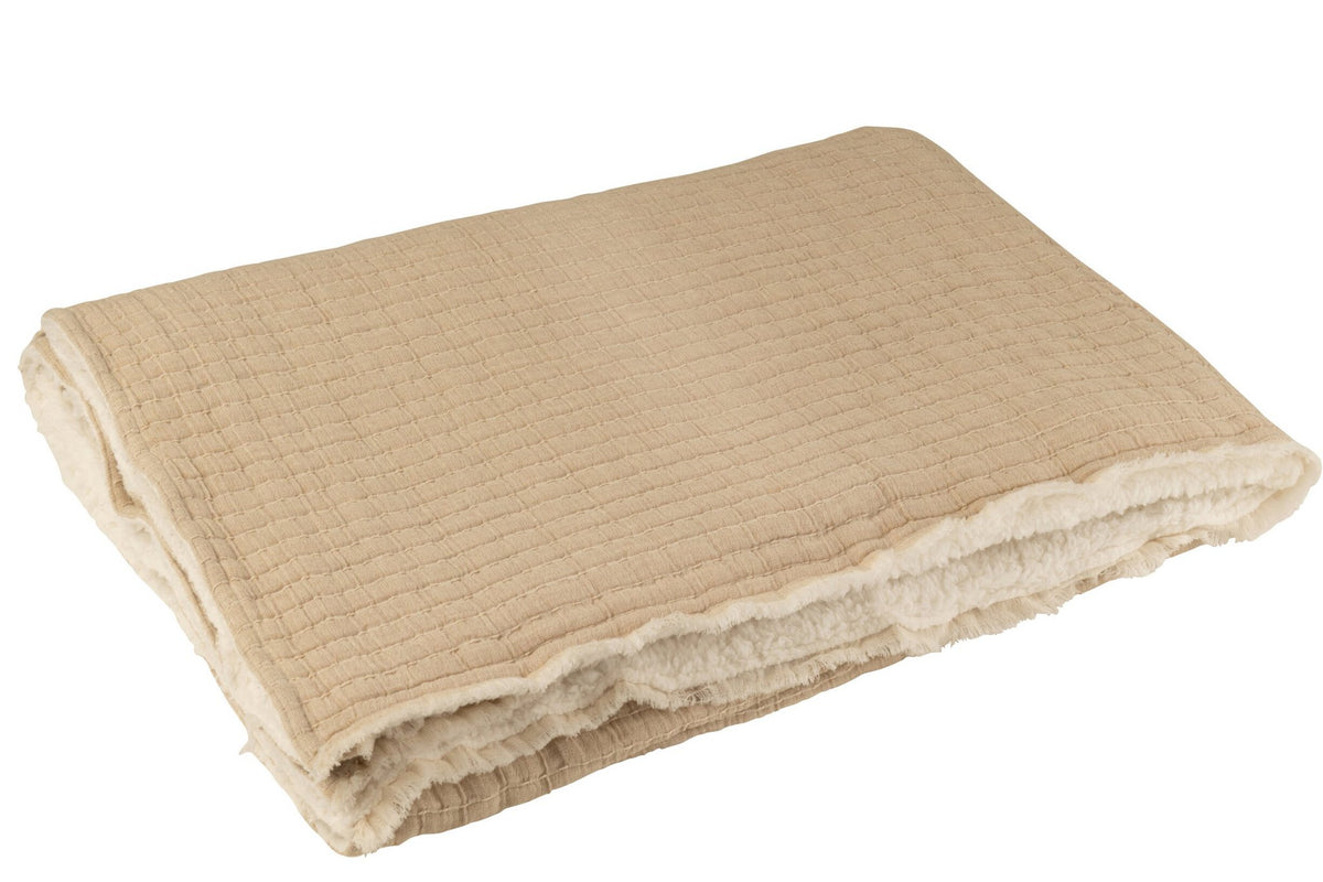 J-Line Plaid Teddy Strepen Stiksel Katoen/Polyester Beige