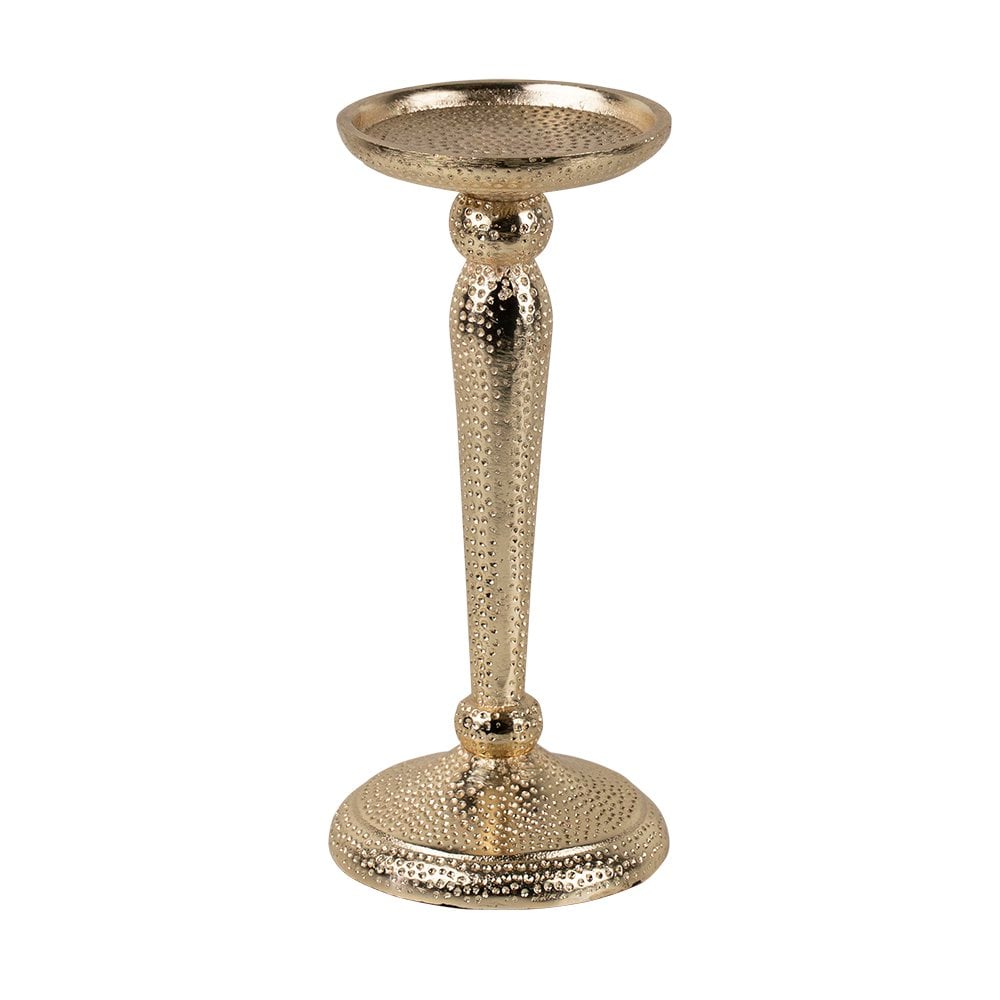 Kandelaar gehamerd champagne goud 22x10cm