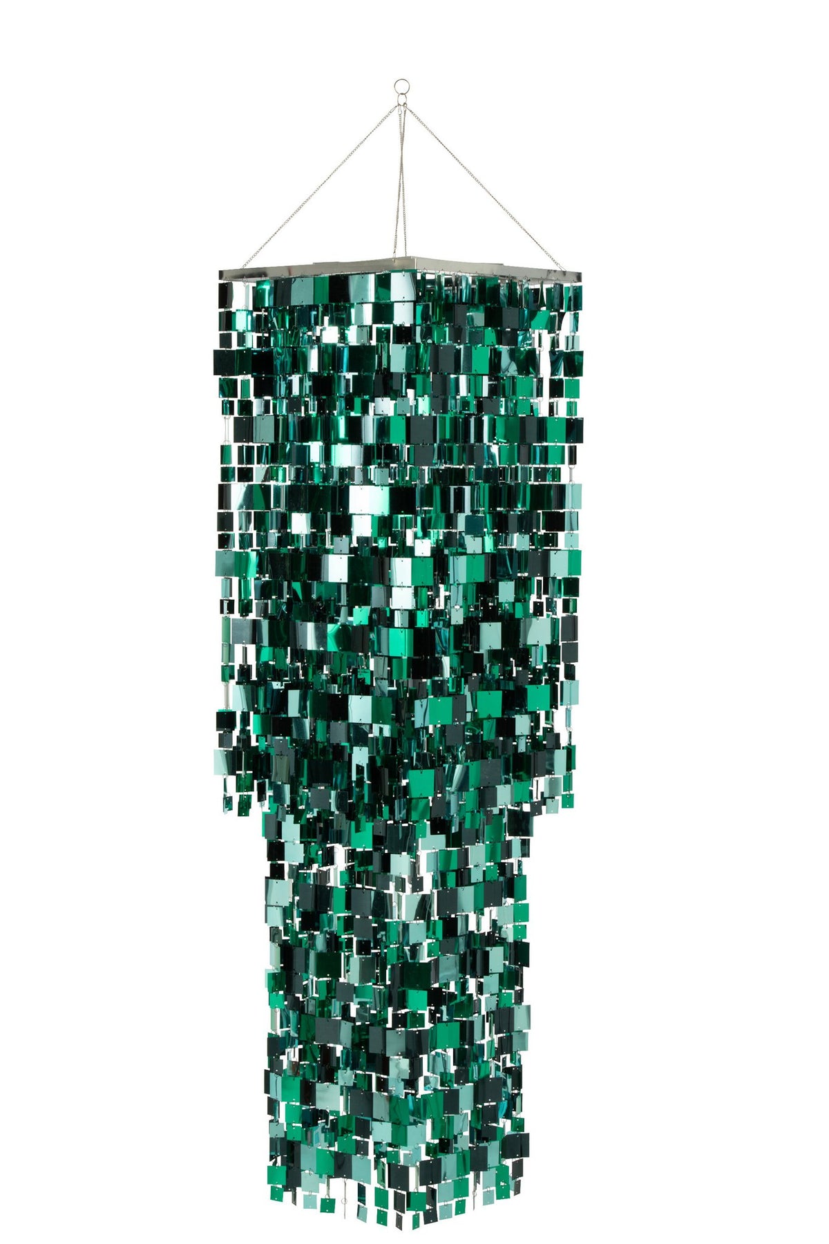 J-Line Lampenkap met vierkante pailletten - PET - blauw/groen