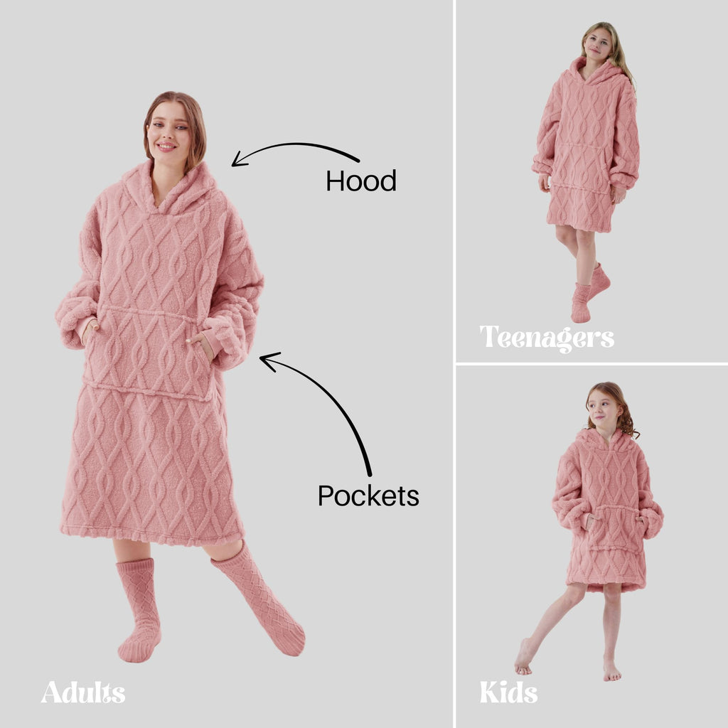 Textino Rosetta - Hoodie 50x70 cm - Hoodiedeken - Kids - Rose Tan - Roze