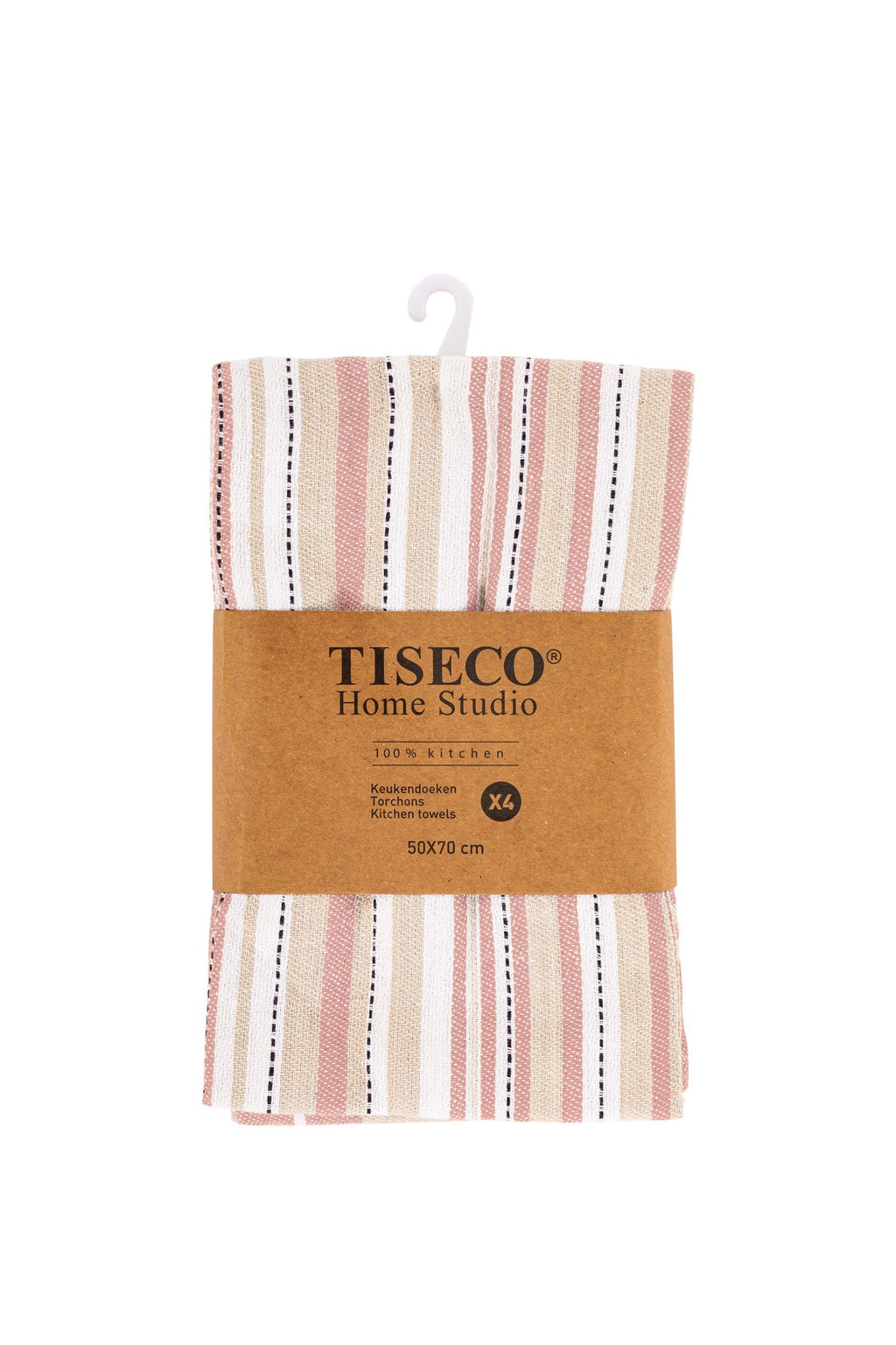 Theedoek multilines - set/4 - 50x70 cm, zwart