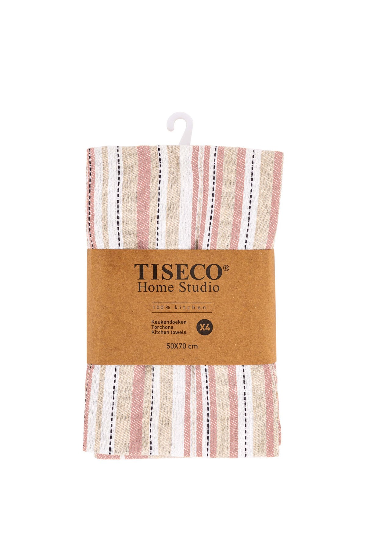 Theedoek multilines - set/4 - 50x70 cm, zwart