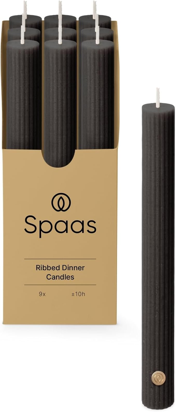 Ribbed dinerkaars 9 stuks zwart