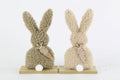 Stoffen haas op voet 2st 23x12x5cm bruin/beige