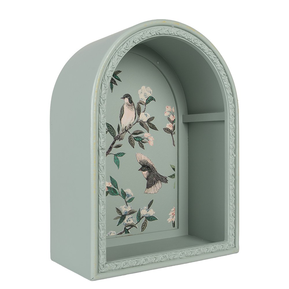 Wanddecoratie set van 2 Blauw Hout Bloemen