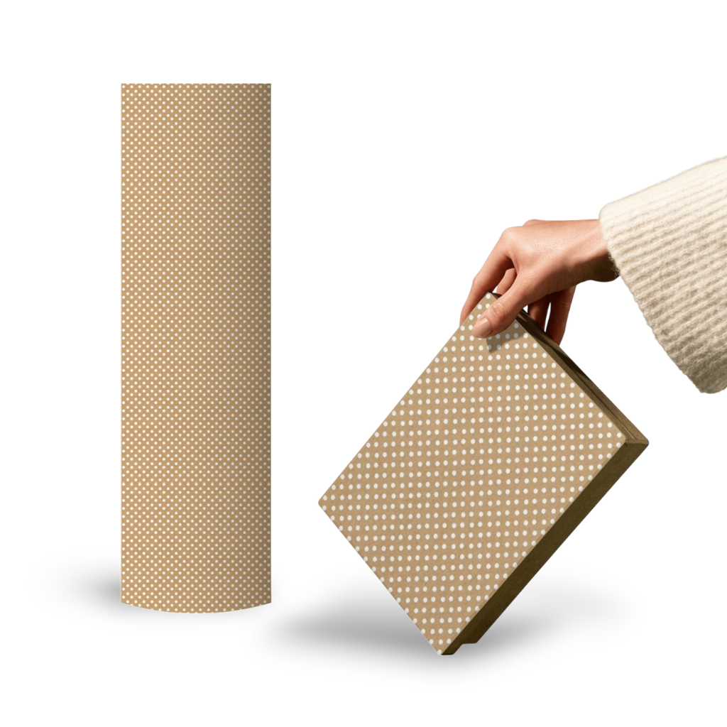 Cadeaupapier - Kraft wit stip - 50 cm x 150 meter