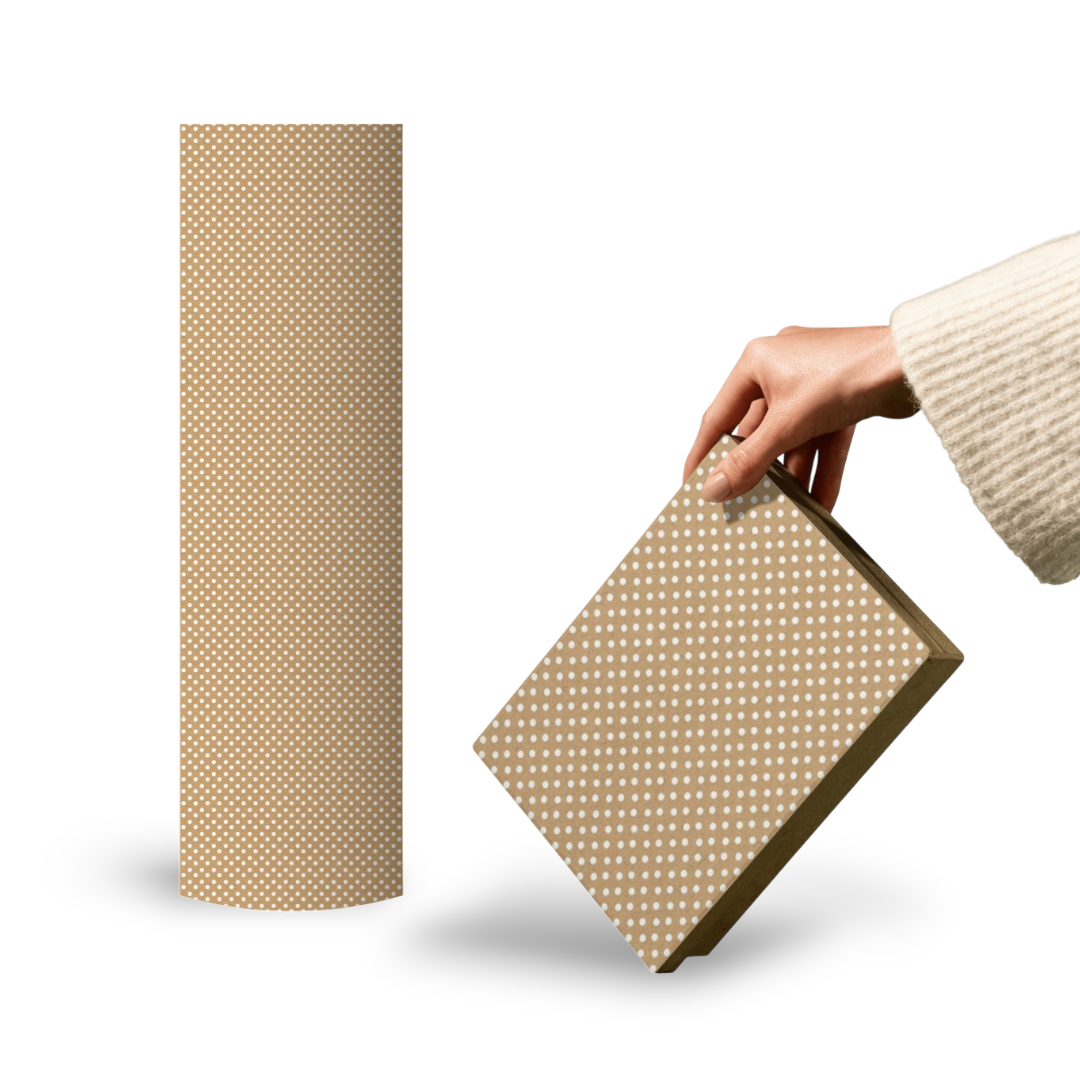 Cadeaupapier - Kraft wit stip - 50 cm x 150 meter