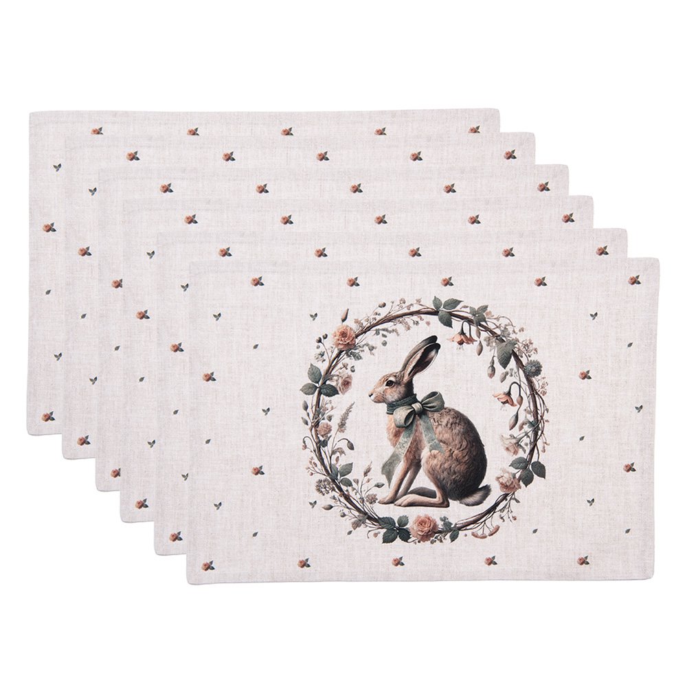 Placemats Set van 6 48x35 cm Beige Katoen