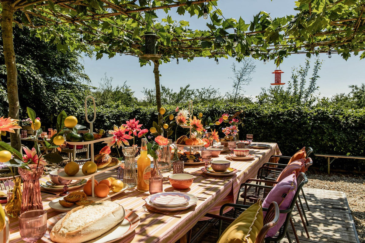 Mag dinerbord geel roze oranje rood 4 assorti