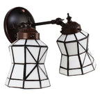 Wandlamp Tiffany 30x23x23 cm Wit Bruin Glas Muurlamp