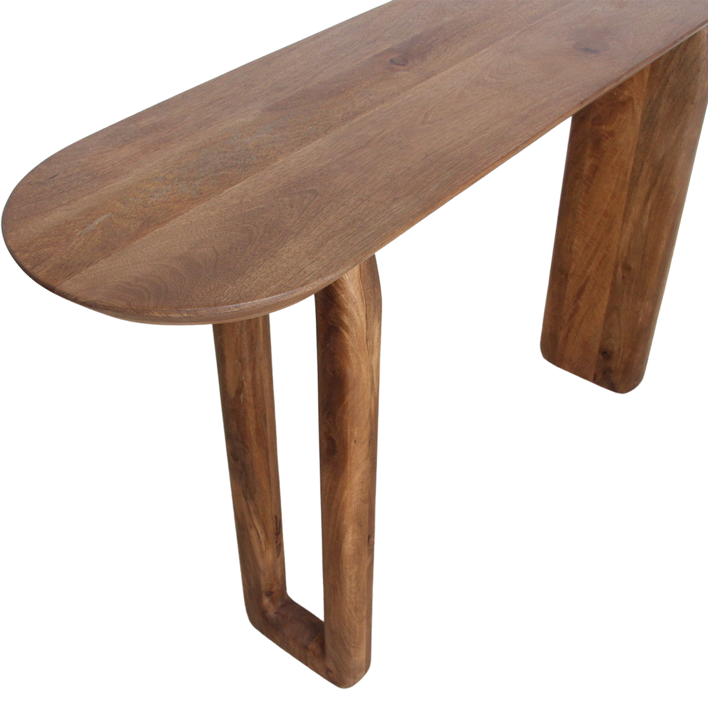 Bullnose consoletafel mangohout bruin - 140cm