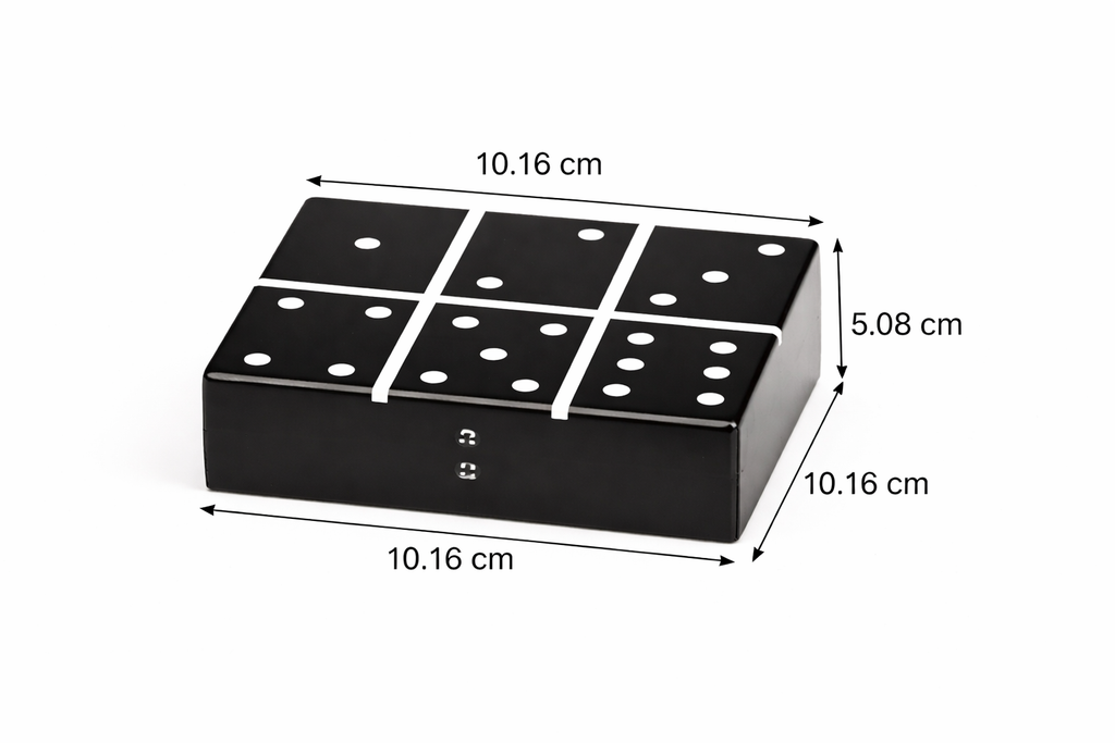 Decoratieve dominoset – harstegels en MDF-doos