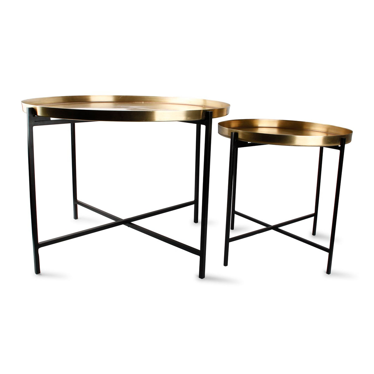 Bijzettafel geborsteld goud Patio - Set van 2