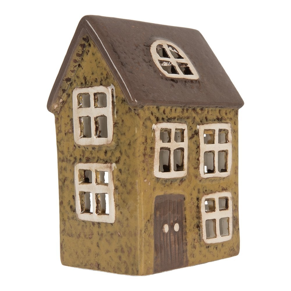 Waxinelichthouder Huis 10x7x14 cm Groen Keramiek