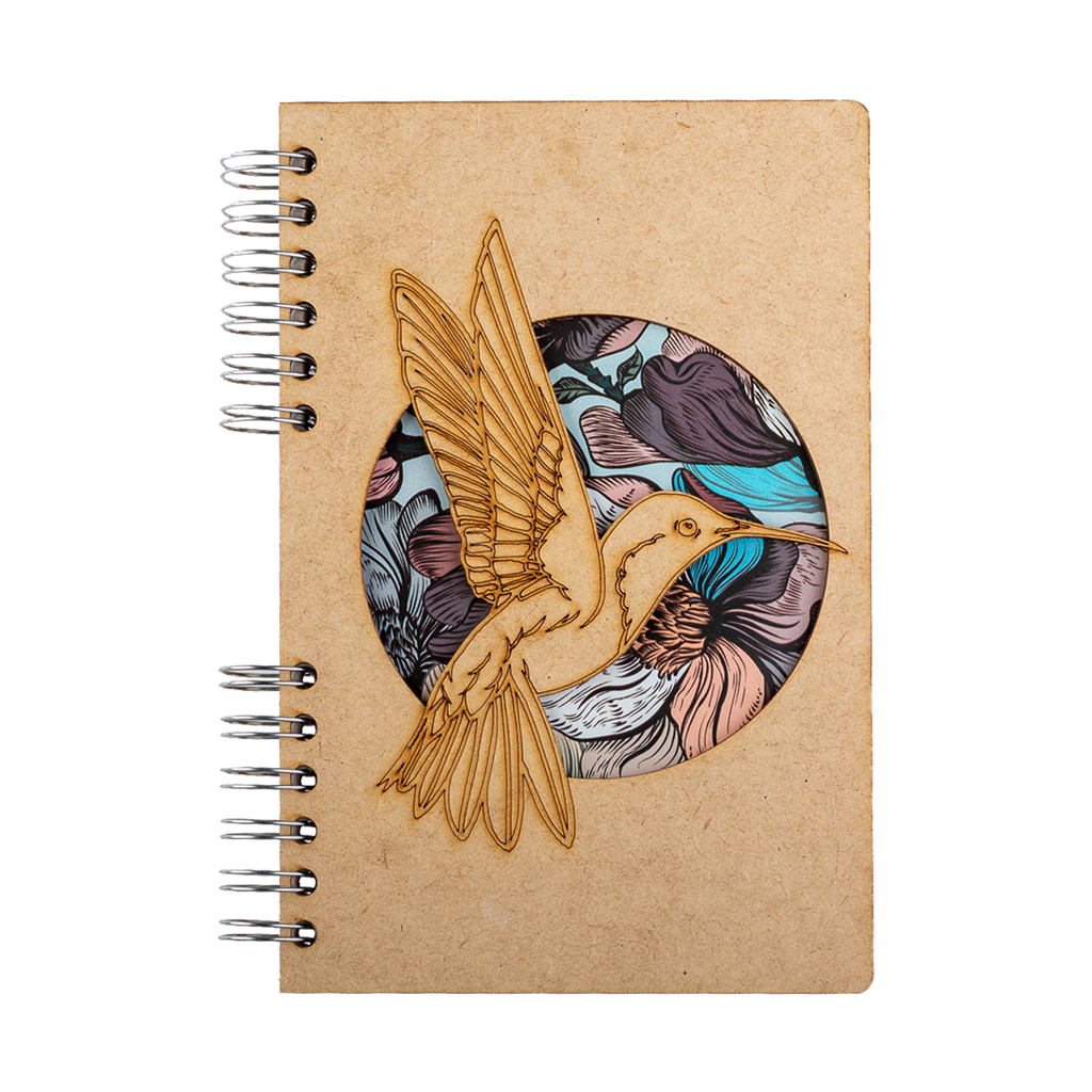 Duurzaam Houten Notitieboek – Komoni – Kolibri Bloem – Hummingbird Flower – Gerecycled papier