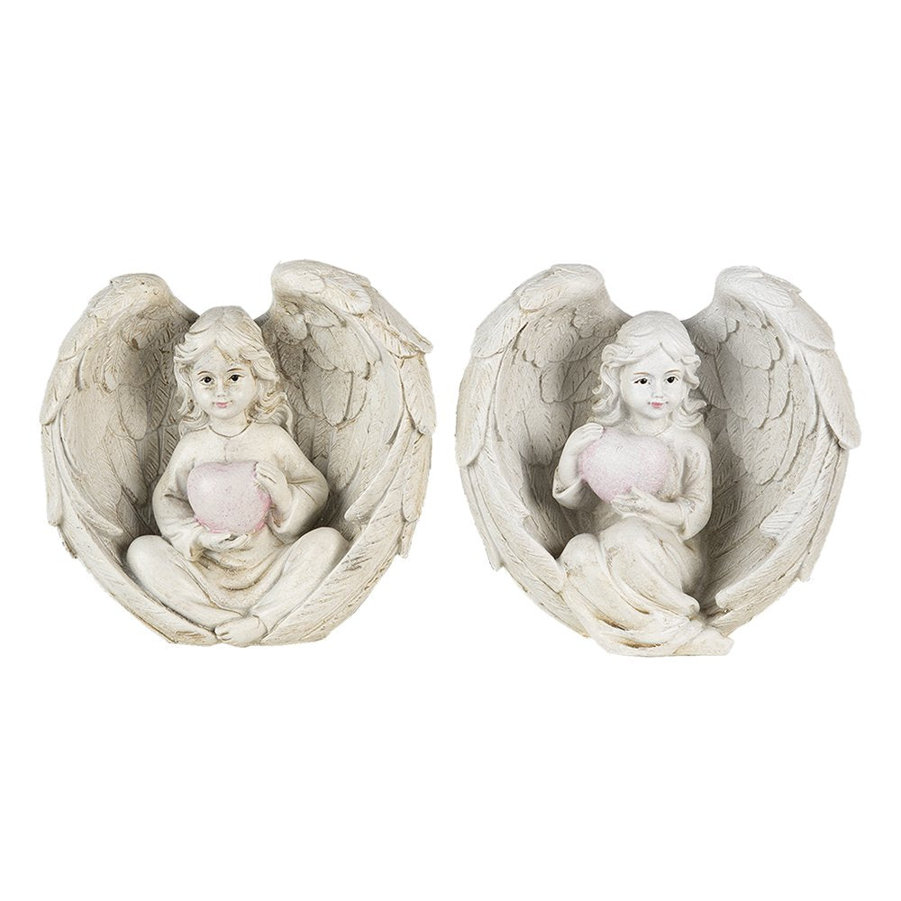 Beeld Engel (2) 10x6x10 cm Beige Kunststof