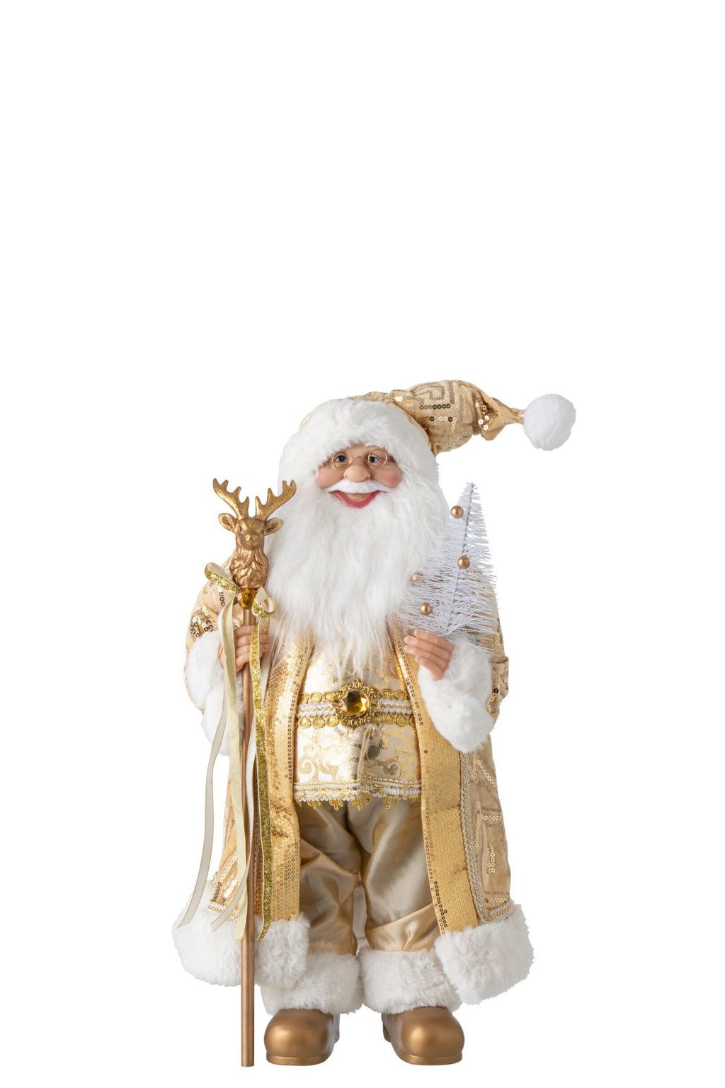 J-Line decoratie kerstman - kunststof - goud - medium