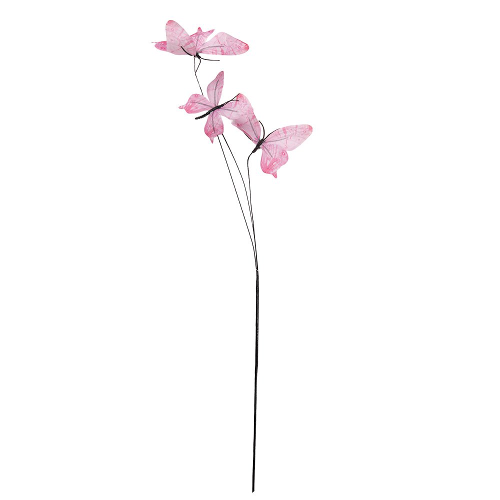 Decoratie Tak Vlinder 10x10x65 cm Roze Textiel