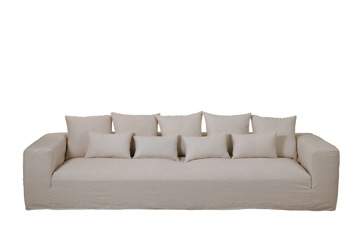J-Line Hoes Voor Zetel+9 Kussens Monaco Linnen Xl Marshmallow Wit
