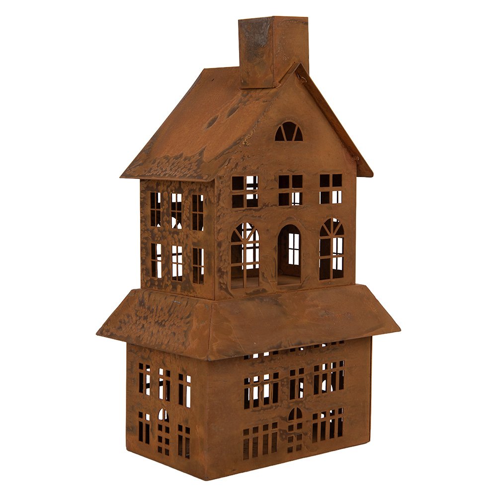 Decoratie Beeld Huis 16x10x31 cm Bruin Metaal