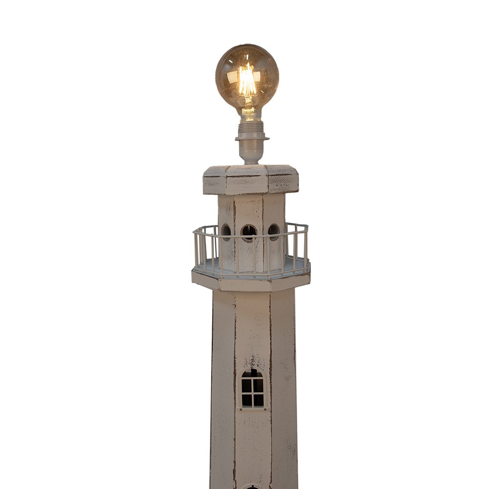 Vloerlamp Vuurtoren 23x23x140 cm Wit Hout