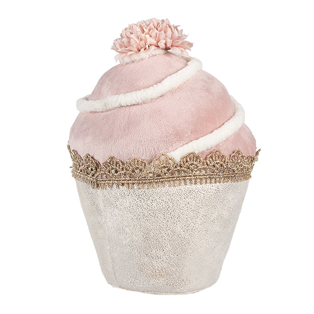 Decoratie Beeld Cupcake Ø 11x16 cm Roze Textiel
