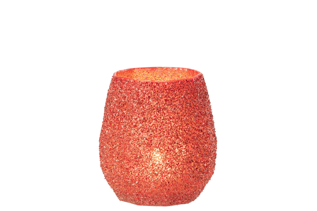 J-Line theelichthouder - glas - rood - L