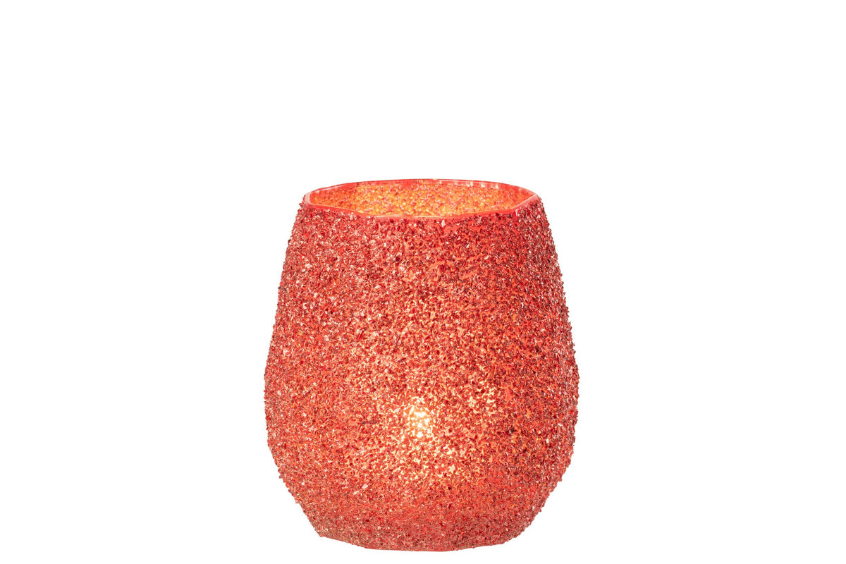 J-Line theelichthouder - glas - rood - L