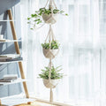 Katoenen verticale hangende plantenbak - Macrame Weave - Set van drie eenheden