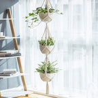 Katoenen verticale hangende plantenbak - Macrame Weave - Set van drie eenheden