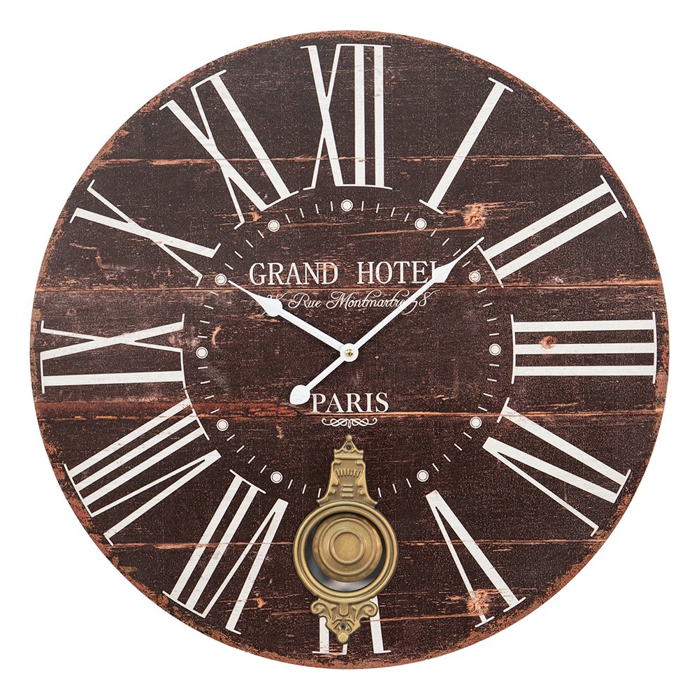 Wandklok 58x4 cm Bruin MDF Muurklok