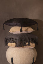 J-Line kussen geweefd - leer - bruin