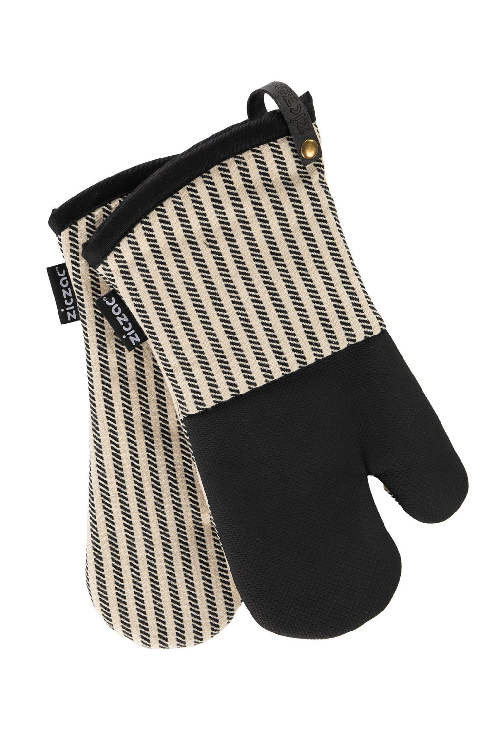 Oven Mitt Toledo - Set/2 - Gestrepen - 17x33 cm, zwart/wit