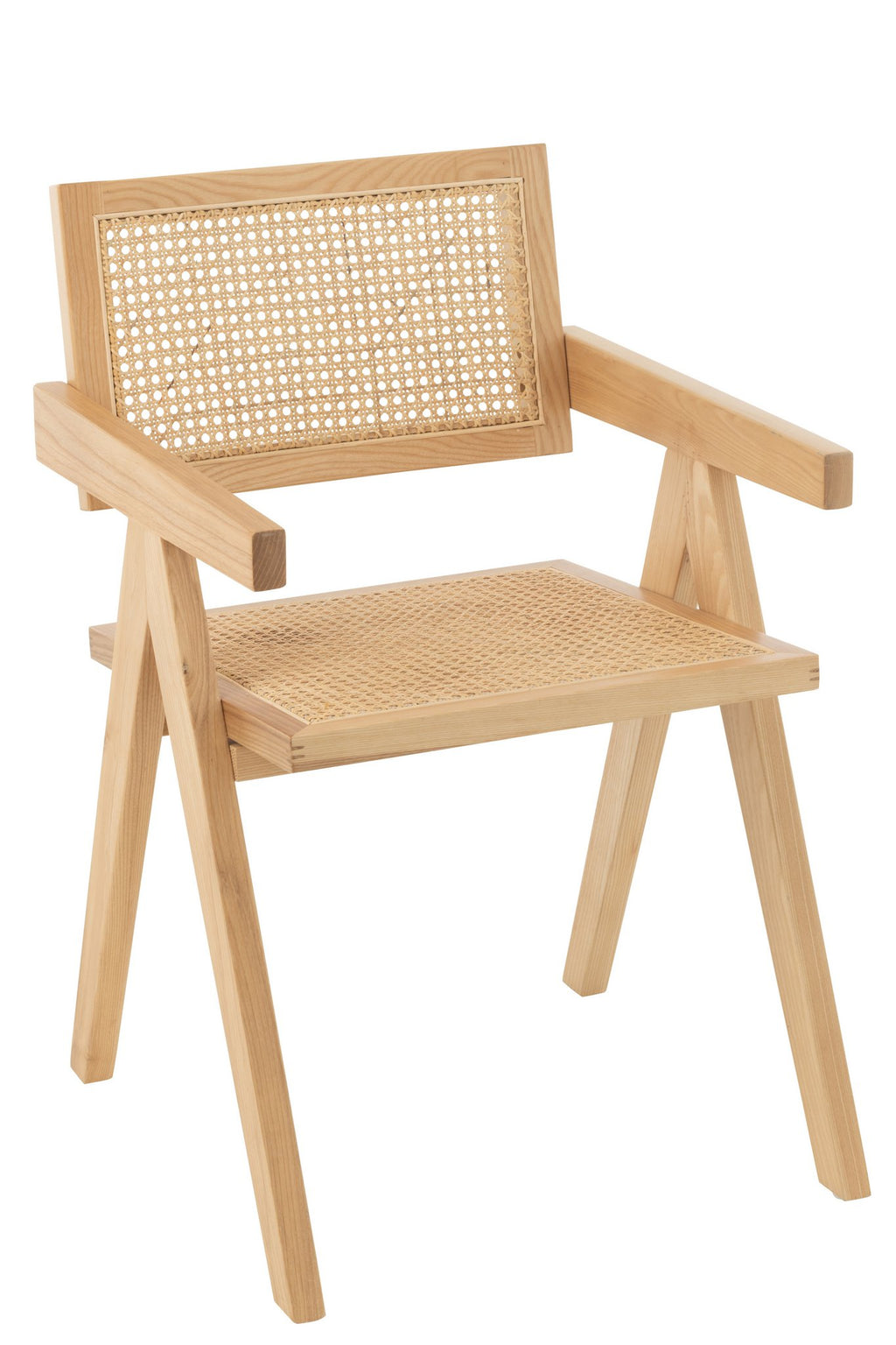J-Line Stoel Rooster Essenhout/Rattan Naturel