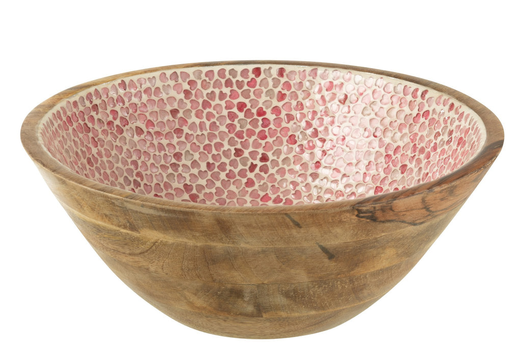 J-Line kom Hart Mozaiek - hout - roze - large
