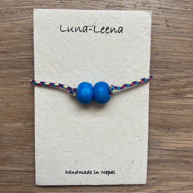 Luna -Leena Bracelet Blue - Eén maat volwassene - gemaakt van bestaande kettingen van Nepal
