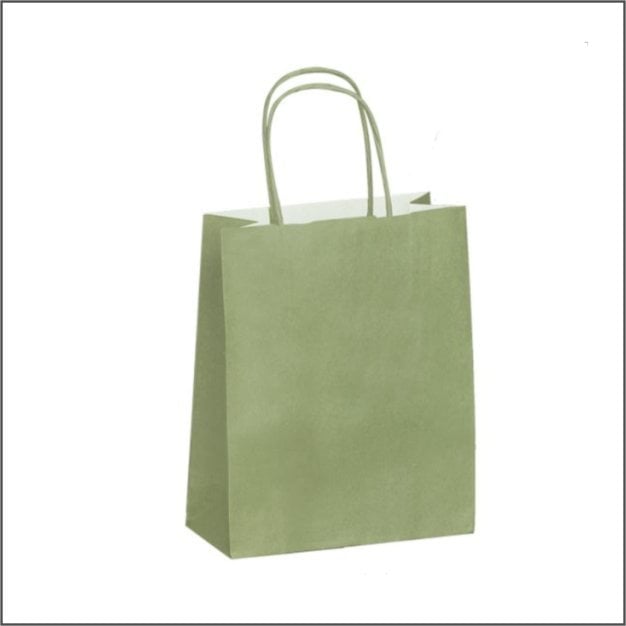 Papieren tas M – Olijf groen (100 stuks)