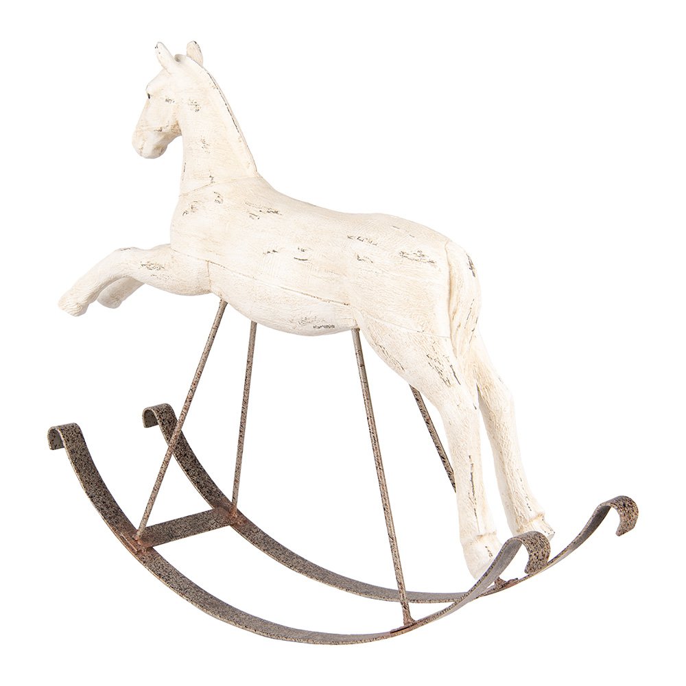 Decoratie Beeld Hobbelpaard 61x15x51 cm Wit Kunststof